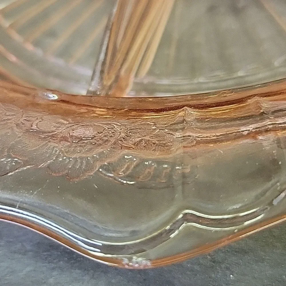 Mayfair Open‎ Rose Pink Depression Glass Divided Bowl 2-Handled 10”